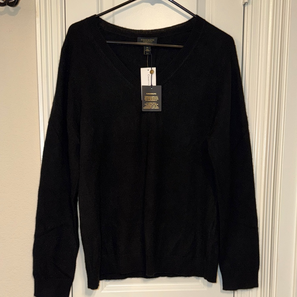 Charter Club Cashmere Black V-Neck Sweater